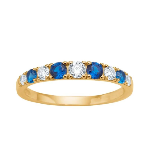 Siersbøl - Gold ring with 9 cubic zirconia in white and blue