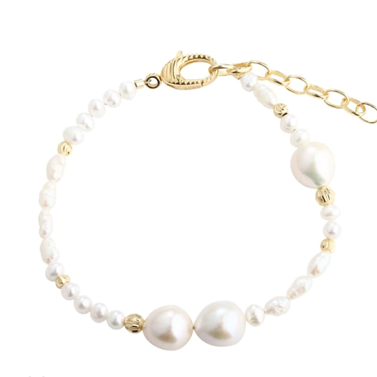 Aqua Dulce - Line Pearl Bracelet, gold plated