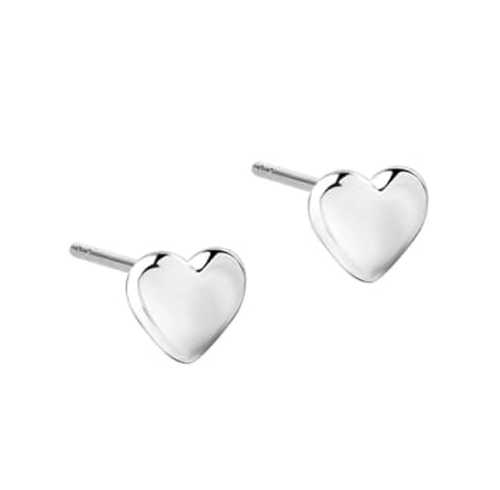 Aqua Dulce - Karla, små blanke hjerte sølv øreringe, 6mm