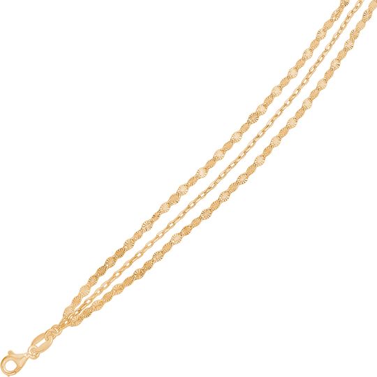 Støvring - 3 row Bracelet with flowers, gold plated silver