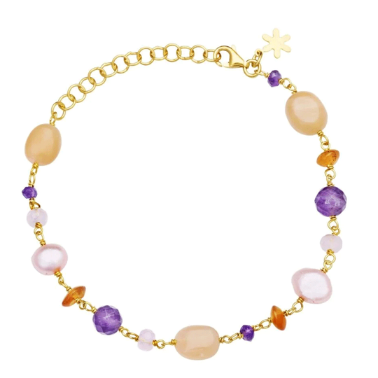 SFB - Bracelet with genuine pink and purple gemstones