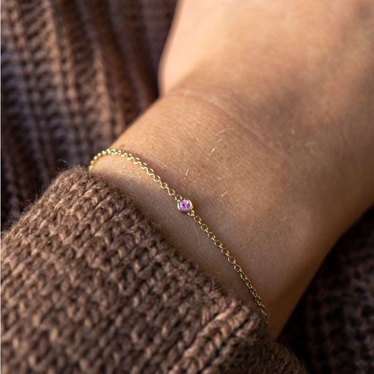 Nuran - 14ct. Zoe bracelet  w. 0,03ct. pink sapphire