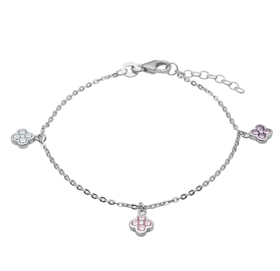 NOA Kids - Silberarmband mit Kleeblattblüten und Zirkonia