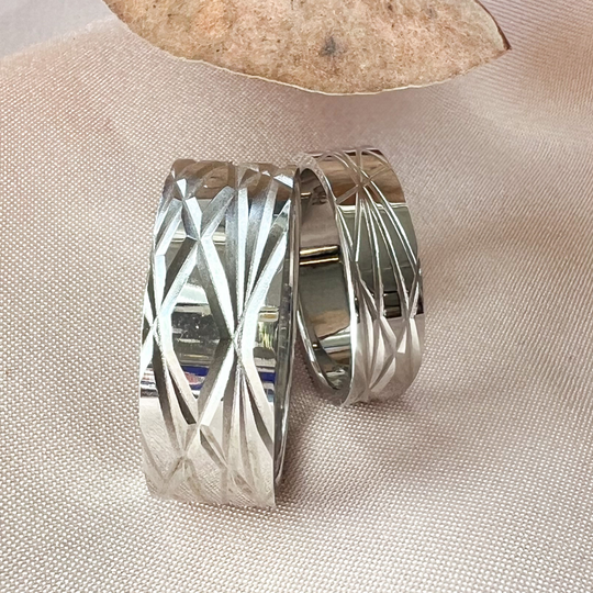 G&S - Engagement rings silver with pattern