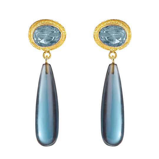 SFB - Long blue crystal stone earrings