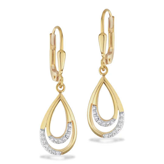 Scrouples - Long dangle ovale drop gold earrings