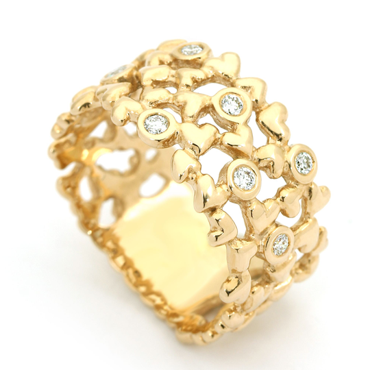 Per Borup - Hearts, Gold ring with 0,14ct diamonds