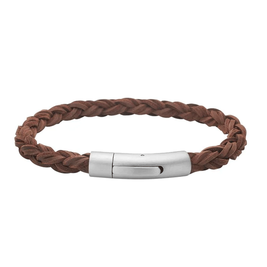 Son of Noa - Doppelt geflochtet braun Leder Herrenarmband