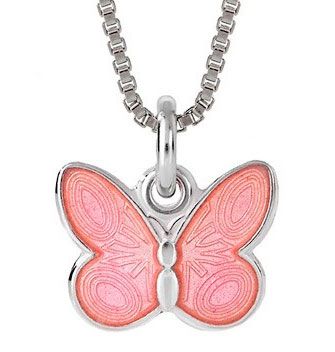 Pia & Per - Emalje sommerfugl vedhæng, rosa