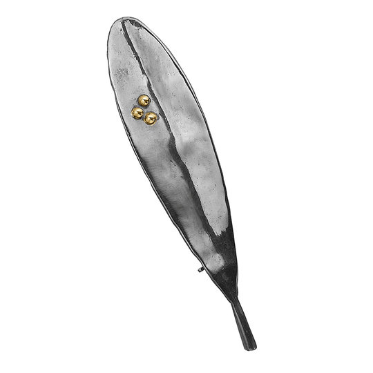 By Birdie - Olive, Brosche aus oxidiertem Silber und Gold