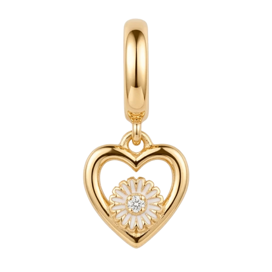 Christina - Marguerit flower, Herz-Charm mit Margerite