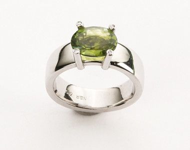 Perlen - Turmalin Ring in 14ct weissgold