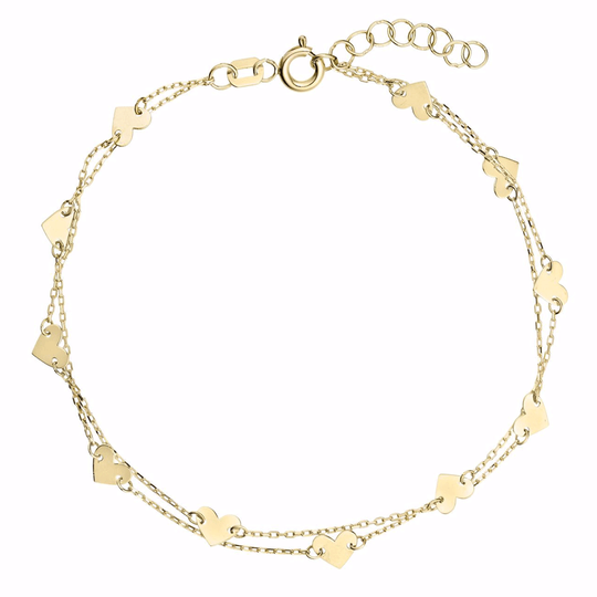 G&S Design - Doppeltes Goldarmband mit Herzen
