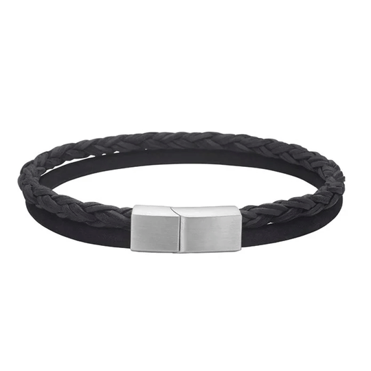 Son of Noa - Doppelt schwarz Leder Herrenarmband