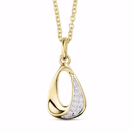 G&S - Tropfenanhänger Gold mit Pavé-Zirkonia