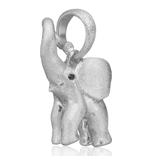 TuaMea - Elefanten-Anhänger aus Silber mit schwarzen Diamanten