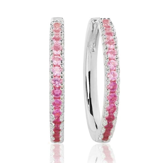 Sif Jakobs - Ellera Grande sølv Hoops, changerende pink zirkonia