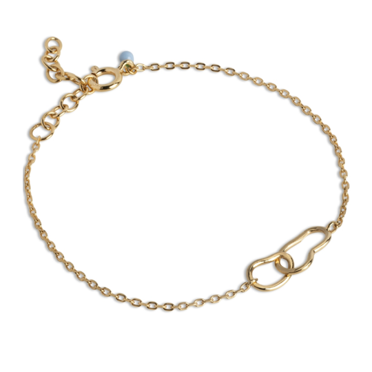 Enamel - Organic Double Circle Bracelet, gold plated
