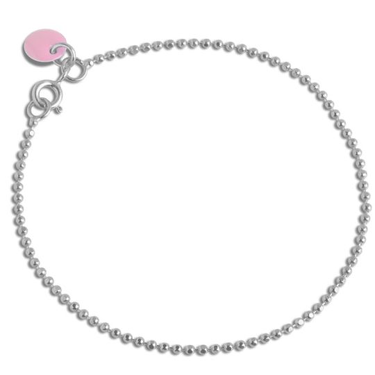 Enamel - Ball Chain Armband Sterlingsilber mit pink Emaille