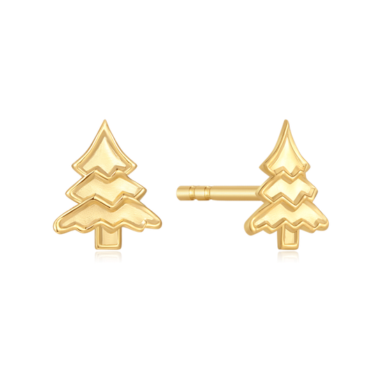 Støvring - Christmas tree ear studs, gold plated