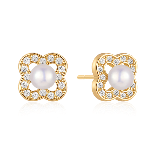 Støvring - Clover Pearl earrings