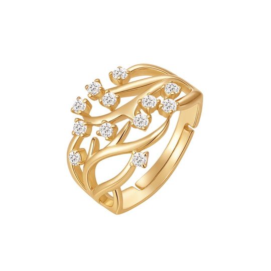 Støvring - Vergoldeter Ring mit Zweigen & Zirkonia