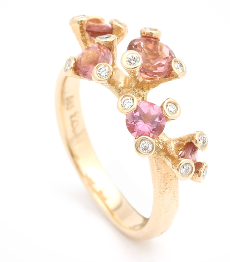 Per Borup - Twigs, gold ring with 0,15ct and tourmaline