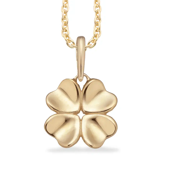 Scrouples - Kleeblattanhänger aus 8 Karat Gold mit Herzen