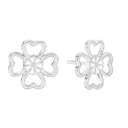 Lund - Marguerite earrings with silver clover and hearts