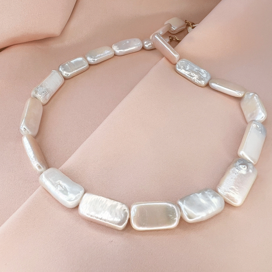 Little Pearlie - Square, Halskette mit rechteckigen Süßwasserperlen