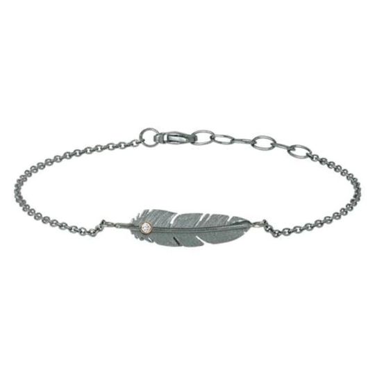 Heiring - Feather bracelet with diamond, black silver