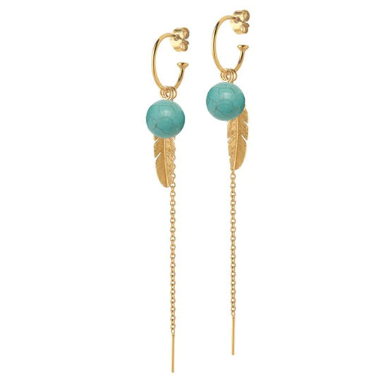 Heiring - Hoop Feather earrings with turquise