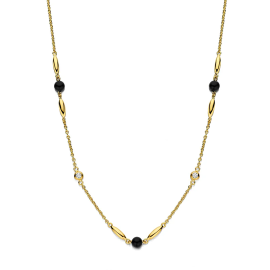 Spirit Icons - Cornelia black necklace, gold plated
