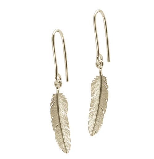 Heiring - Feather ear hangers, gold plated silver