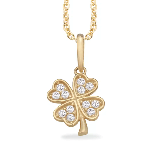 Scrouples - Kleeblatt-Anhänger aus Gold mit Zirkonia