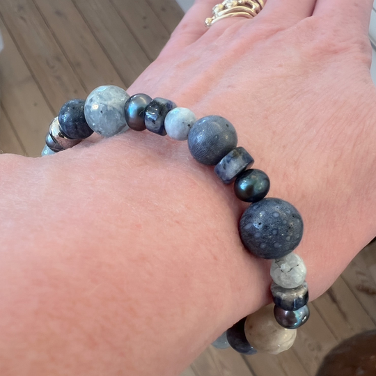 Heide Heizendorff - Grau Steinarmband mit Koral