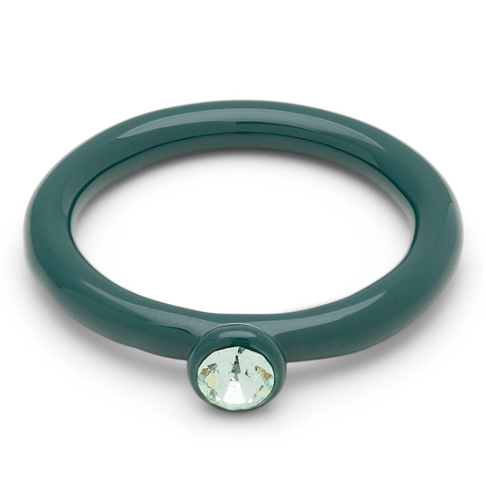 LULU Copenhagen - Dunkelgrün Ring mit grün Crystal