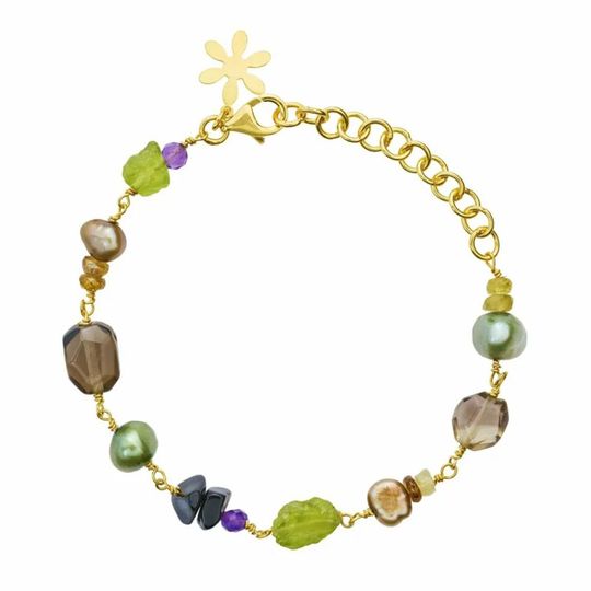 SFB - Bracelet with genuine green and brown agate