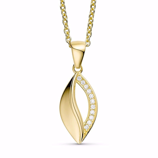 G&S - Blattanhänger aus 8 Karat Gold mit weißen Zirkonia