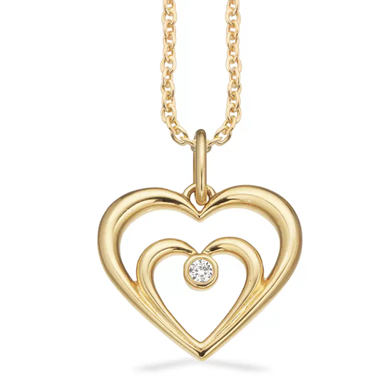 Scrouples - Heart double necklace in gold with diamonds