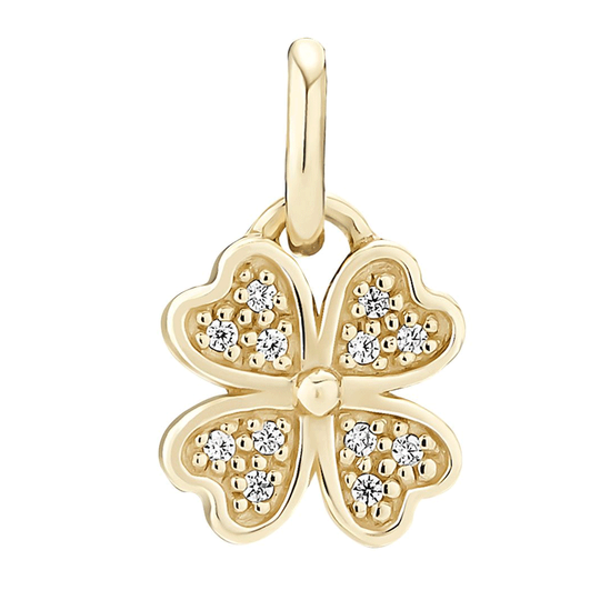 Lund - Gold clover pendant with zirkonia