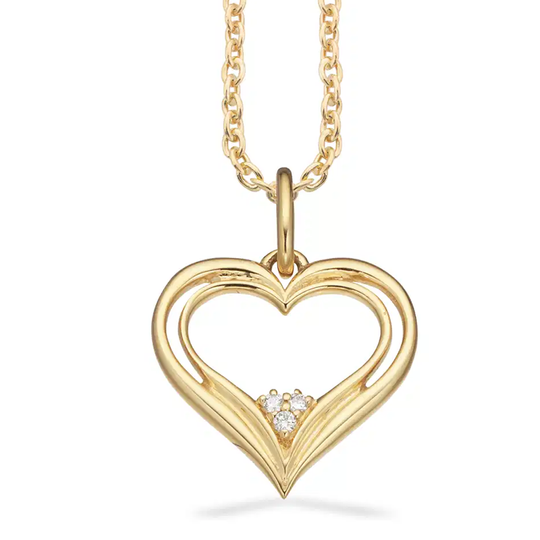Scrouples - Heart necklace in gold with 3 diamonds