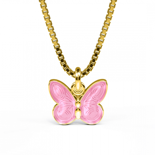 Pia & Per - Enamel butterfly pendant, pink