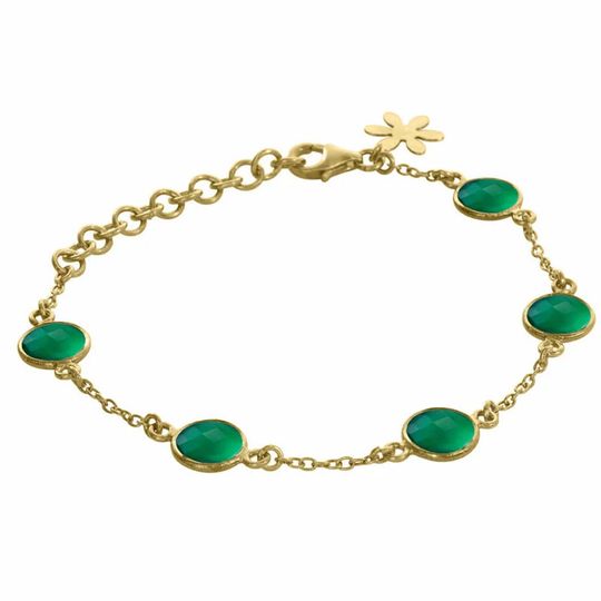 SFB - Bracelet with genuine green agate, gold plated
