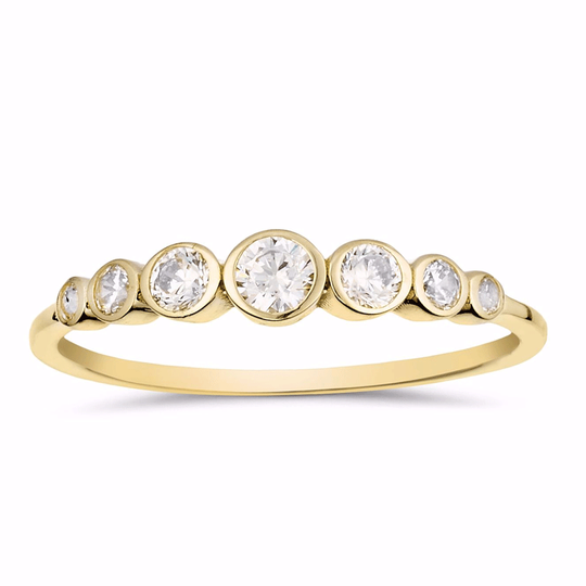  G&S - Goldring mit 7 weißen Zirkonia – 8 Karat