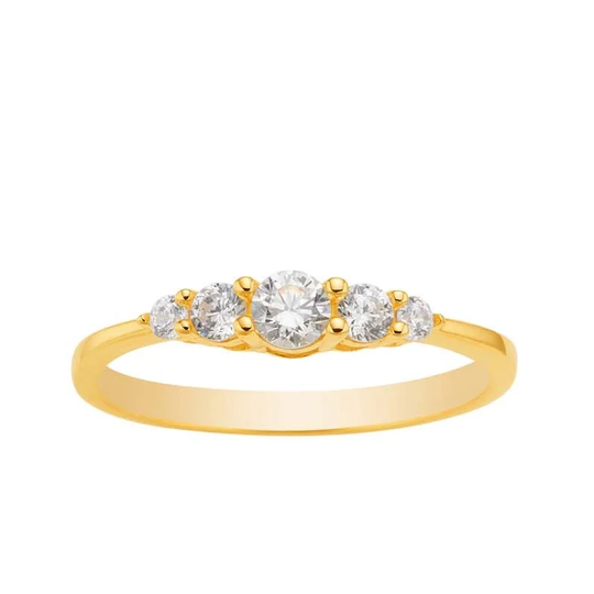 Siersbøl - Gold ring with 5 cubic zirconia 