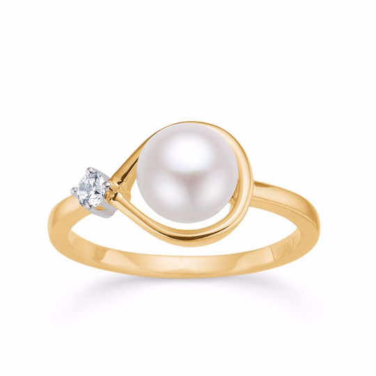 G&S - Pearl ring w. Zirkonia  8 kt gold.