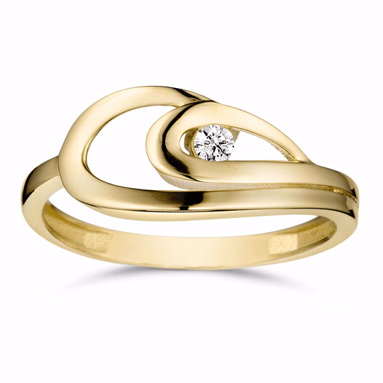  G&S - Etwas kräftiger Goldring mit weißem Zirkonia