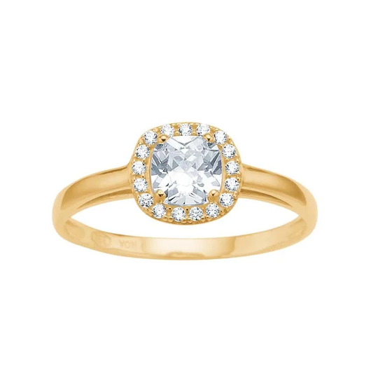 Siersbøl - Roset gold ring with large cubic zirconia 