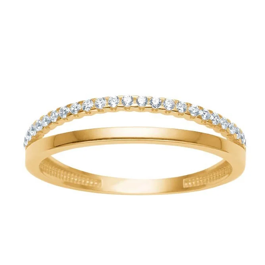 Siersbøl - Double gold ring with cubic zirconia 